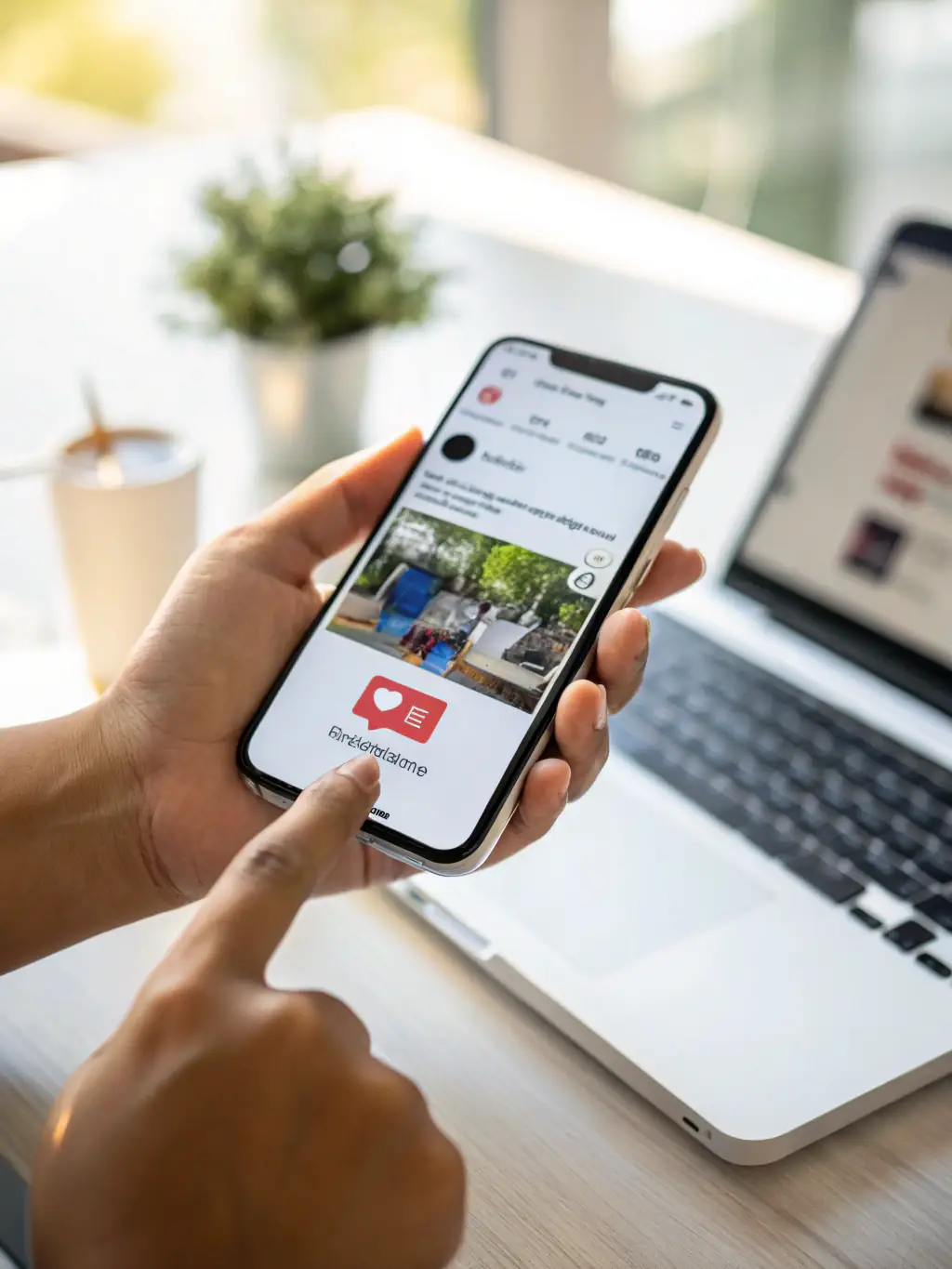 A social media manager actively engaging with followers through comments and DMs on a smartphone, showcasing community interaction.