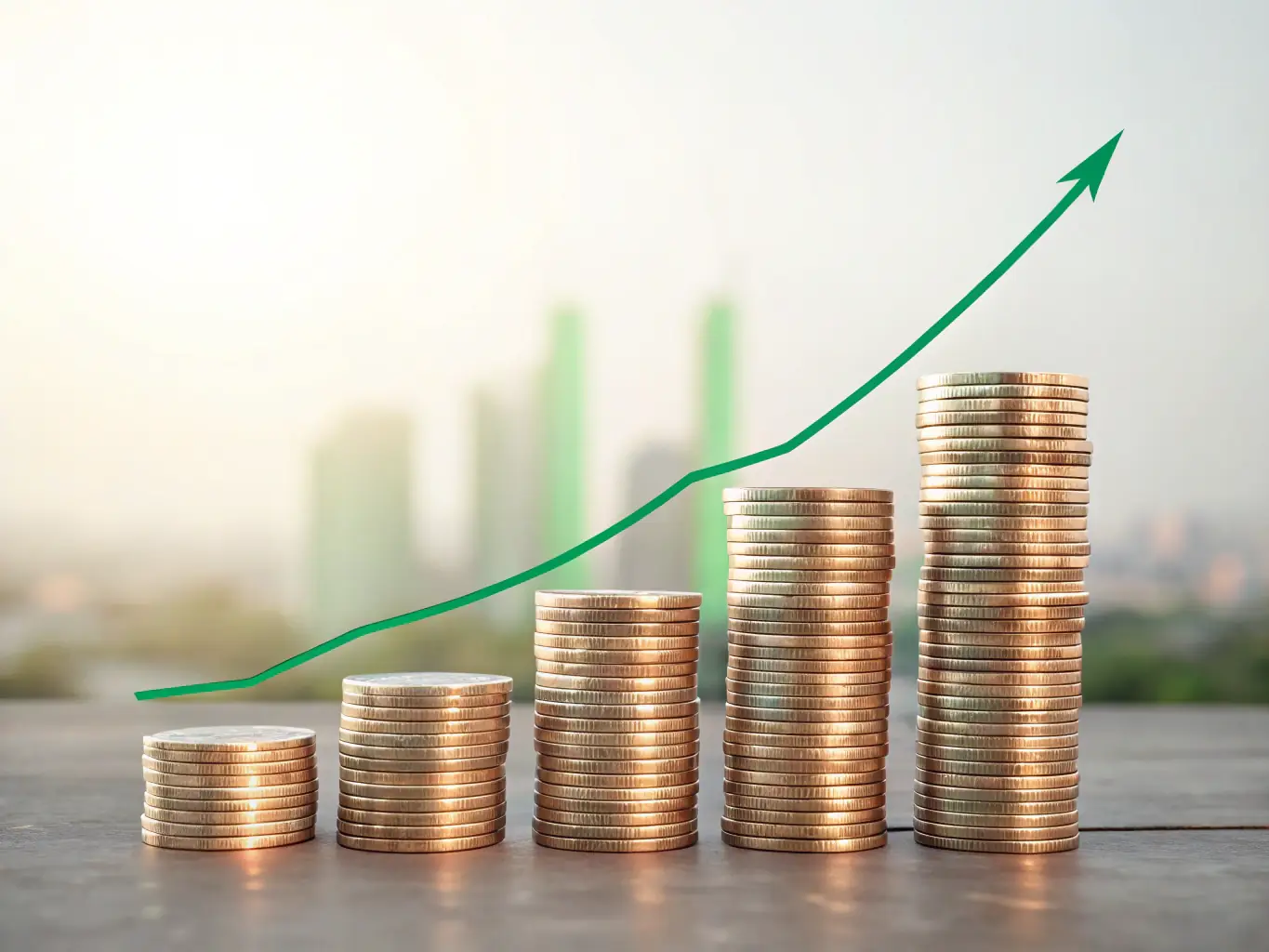 An image depicting a stack of coins or a rising bar graph, symbolizing financial growth and return on investment, with Instagram-themed elements subtly incorporated.